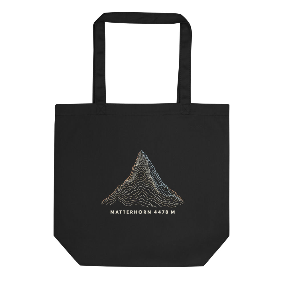 Matterhorn Höhenlinien Stoffbeutel – Schwarz