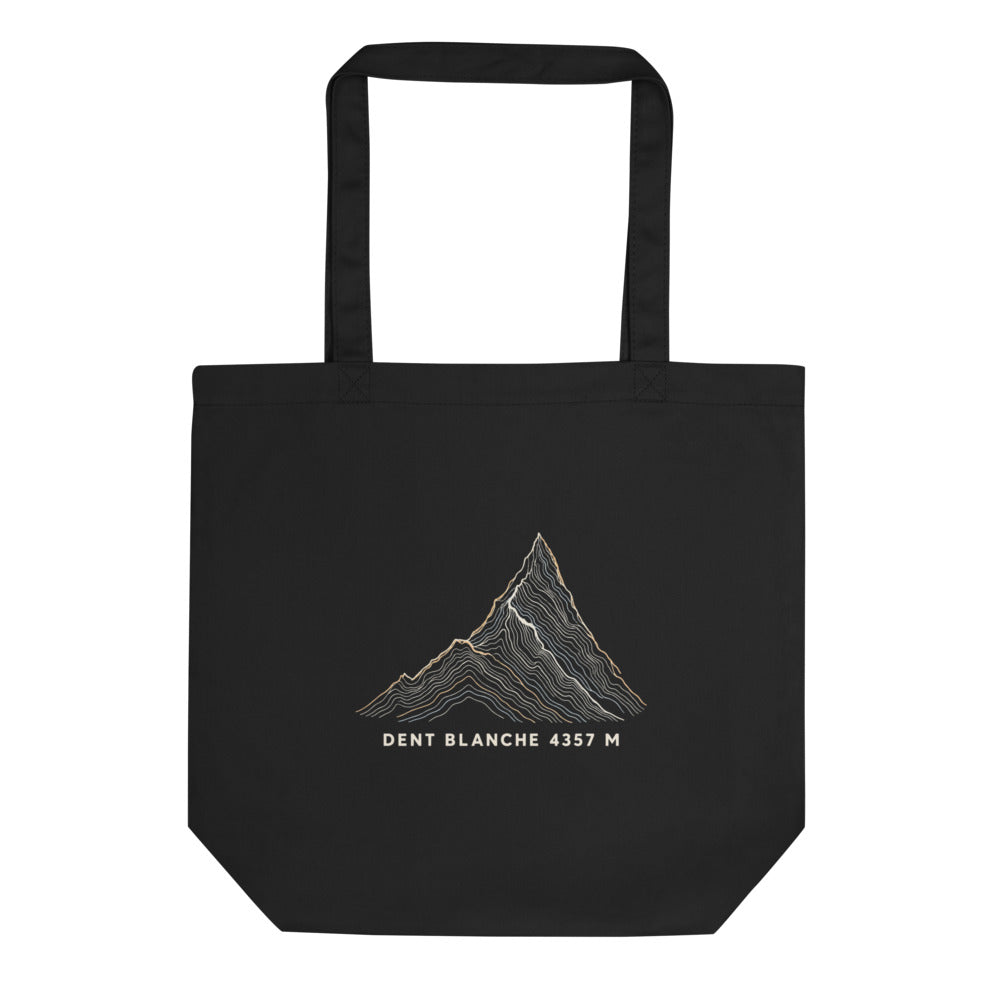Dent Blanche Höhenlinien Stoffbeutel – Schwarz