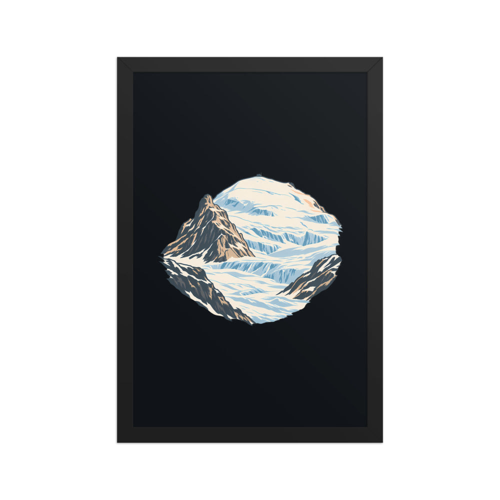 Klein Titlis Felsnase Poster mit Rahmen – Schwarz