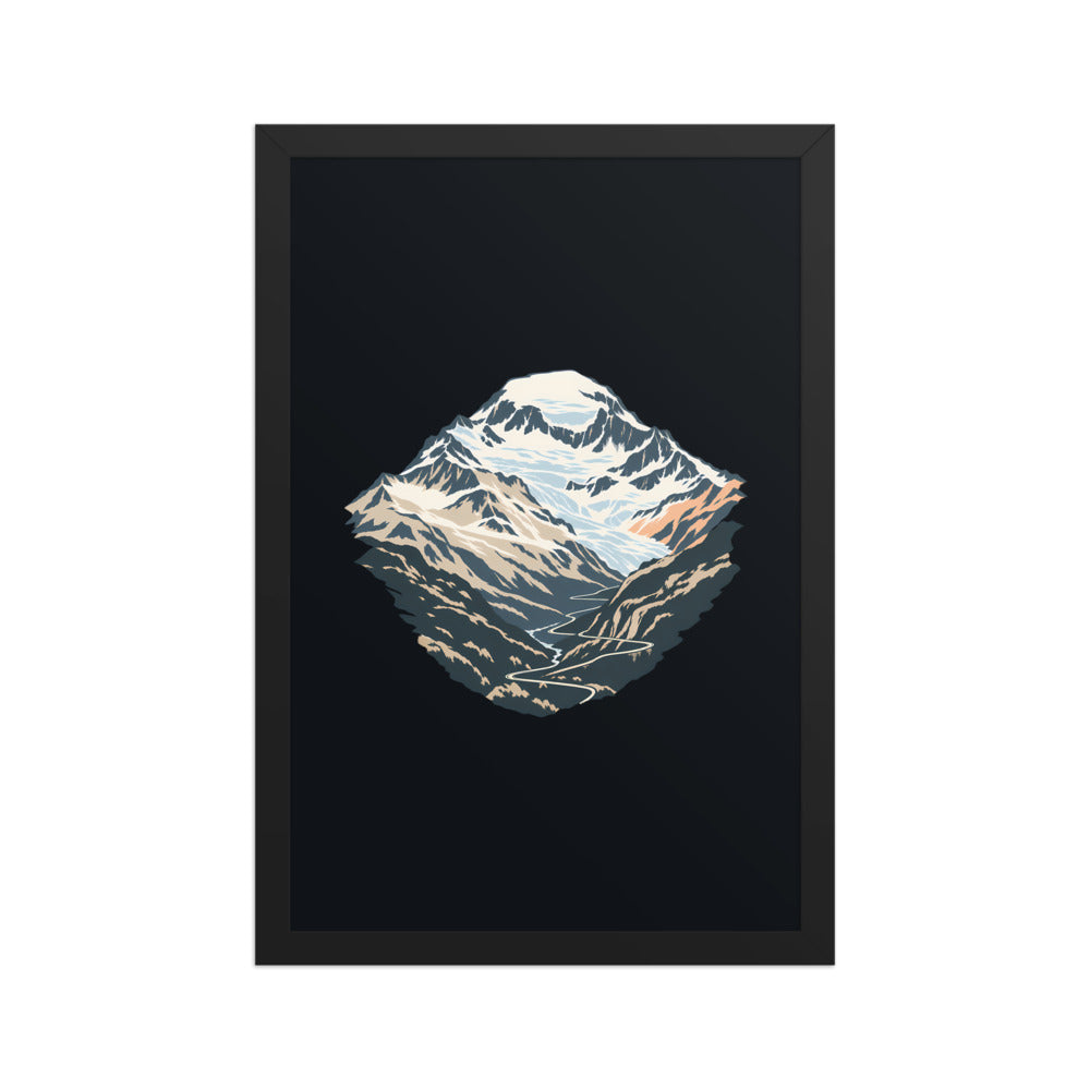 Monte Leone Simplon Poster mit Rahmen – Schwarz