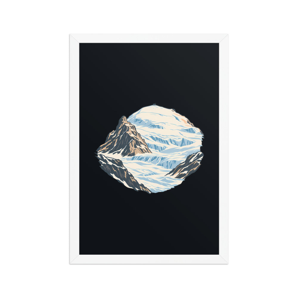 Klein Titlis Felsnase Poster mit Rahmen – Weiss