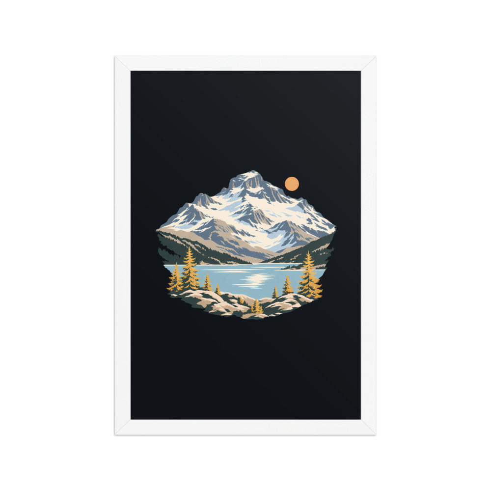 Piz Corvatsch Engadin Poster mit Rahmen – Weiss