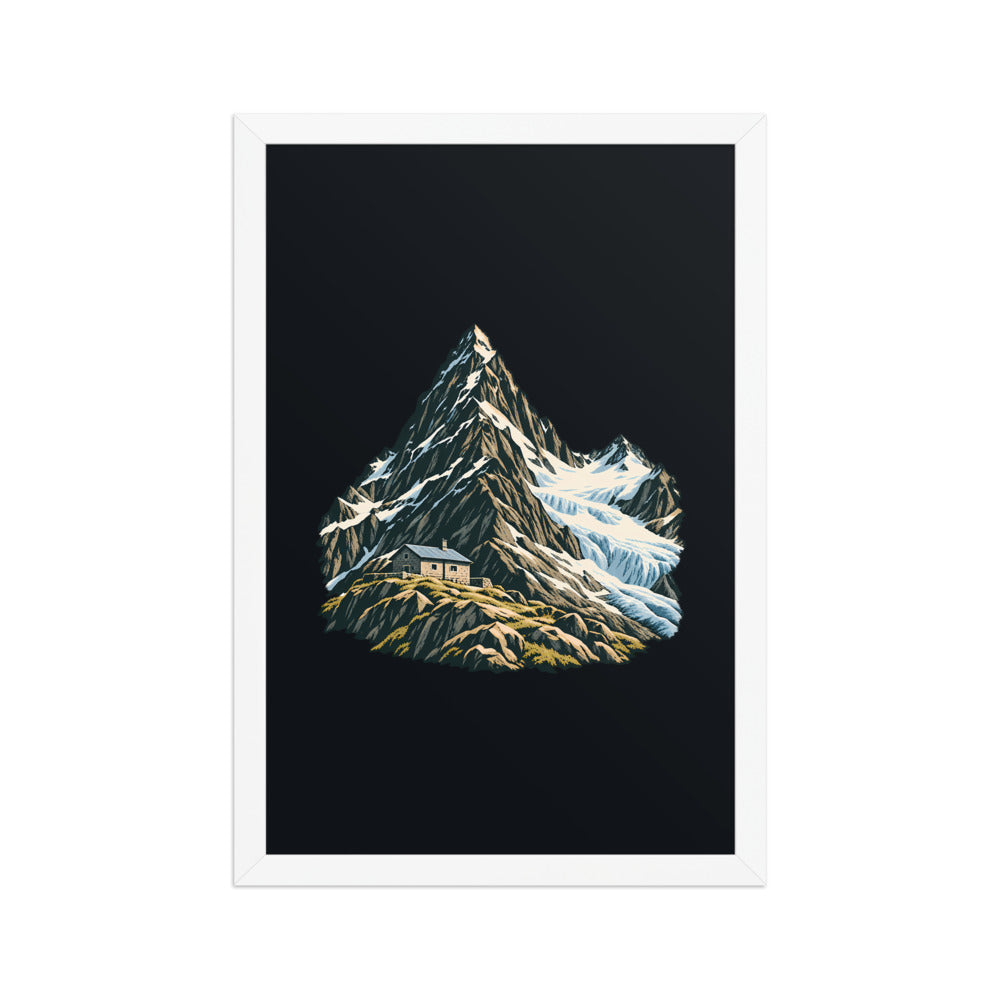 Piz Linard Silvretta Poster mit Rahmen – Weiss