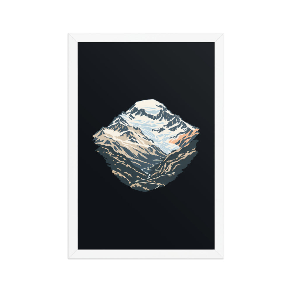 Monte Leone Simplon Poster mit Rahmen – Weiss