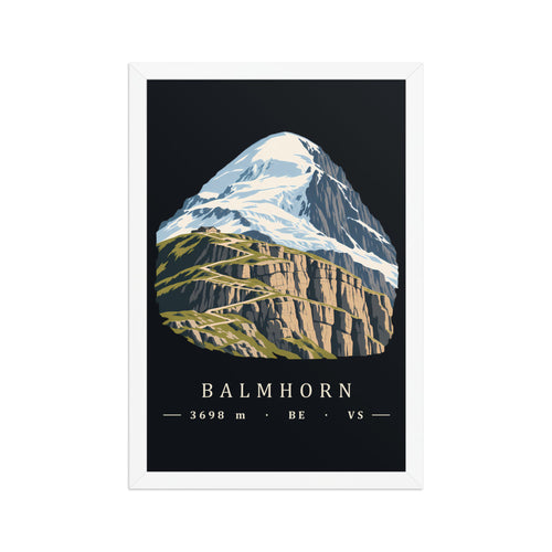 Balmhorn Gemmi Poster mit Rahmen – Weiss