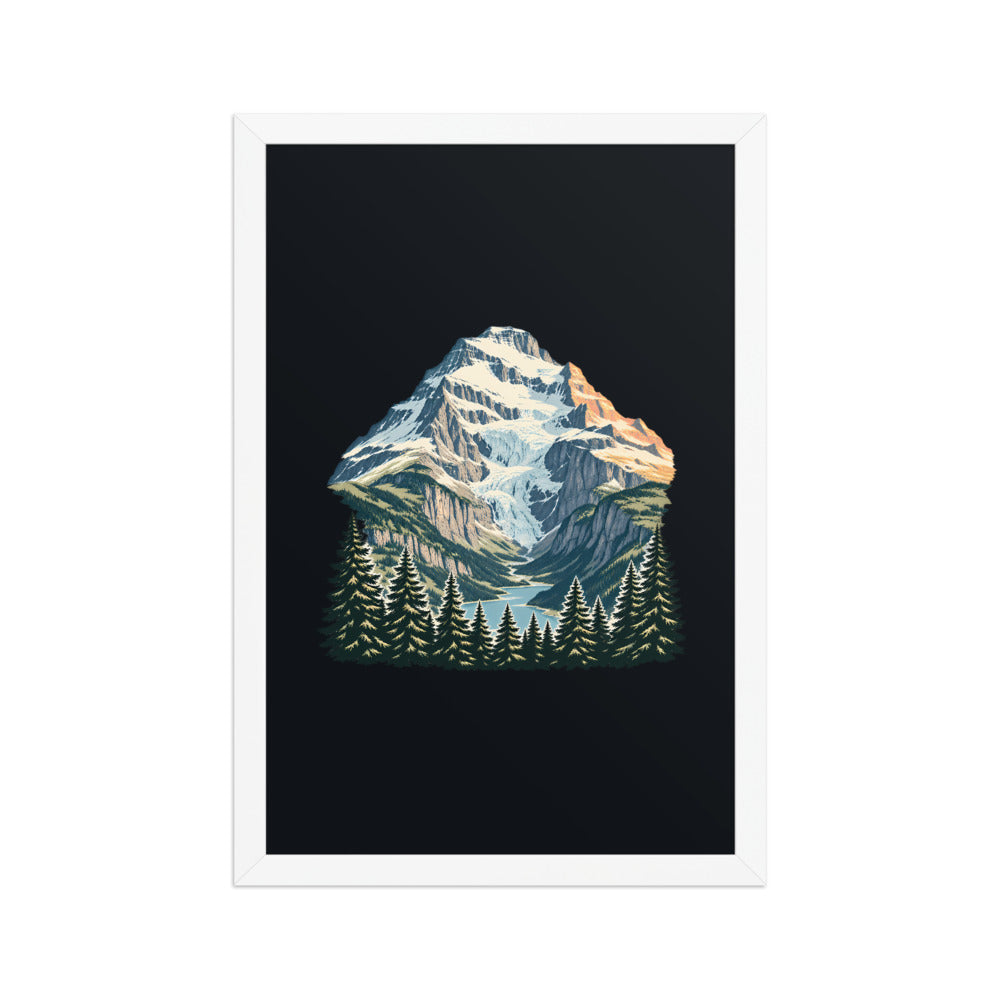 Doldenhorn Kandersteg Poster mit Rahmen – Weiss