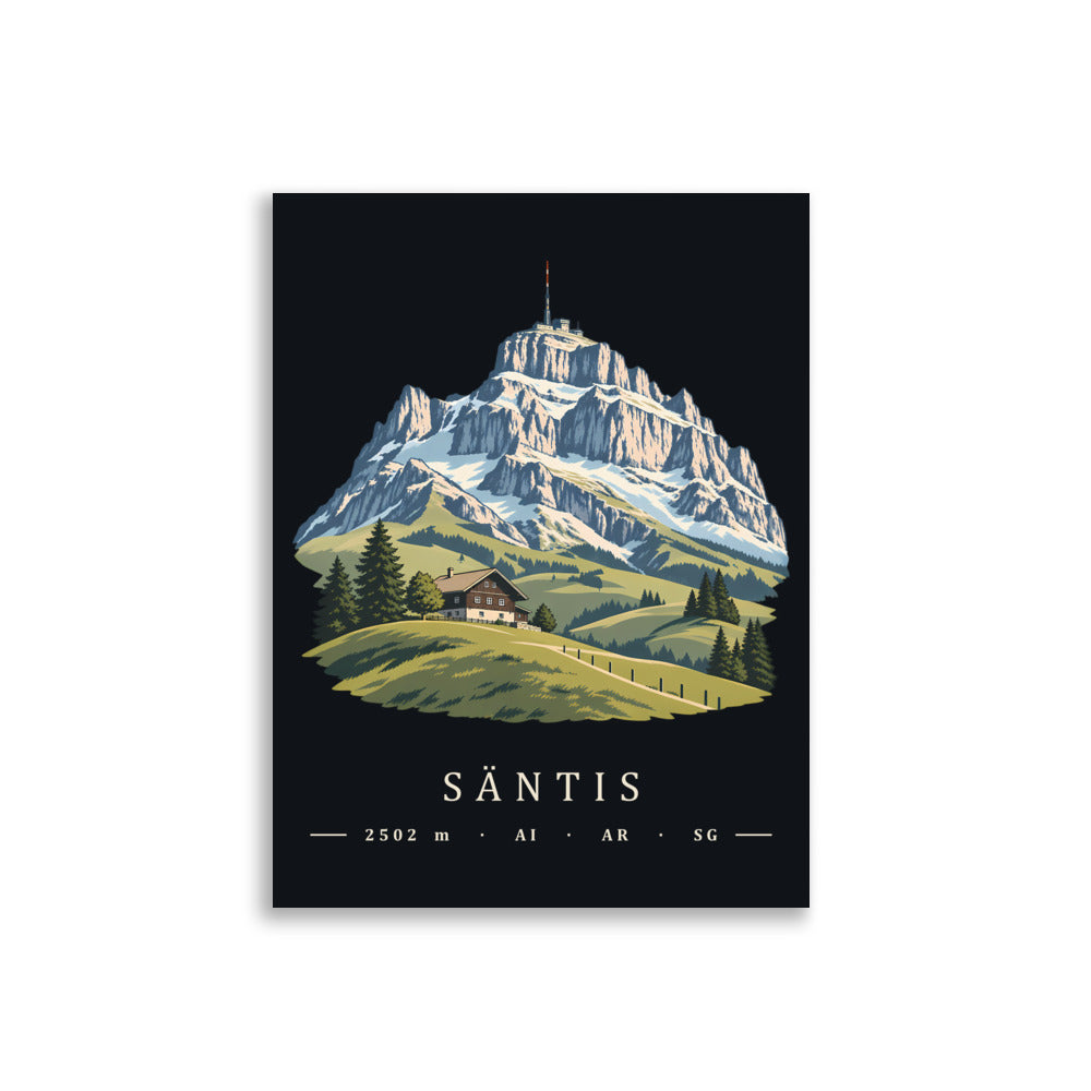 Säntis Appenzeller Hügel Poster – 30 × 40 cm
