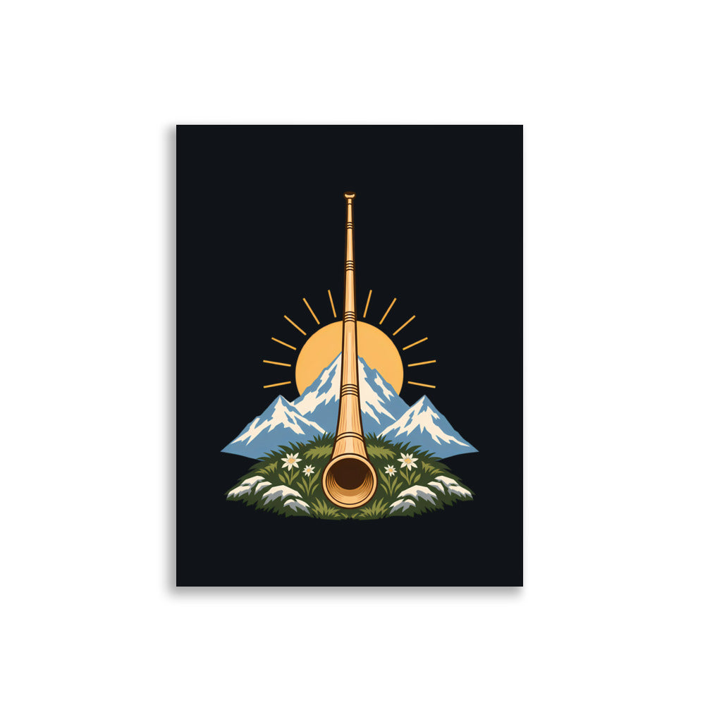 Alphorn bei Sonnenaufgang Poster – 30 × 40 cm