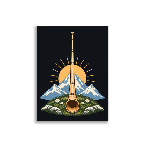 Alphorn bei Sonnenaufgang Poster – 30 × 40 cm