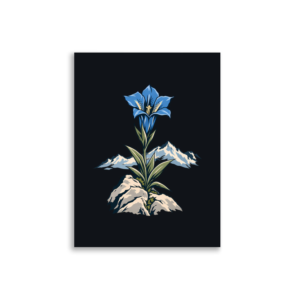 Enzian und Fels Poster – 30 × 40 cm