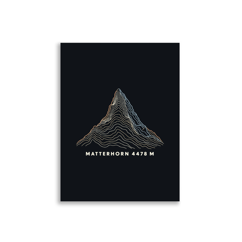 Matterhorn Höhenlinien Poster – 30 × 40 cm