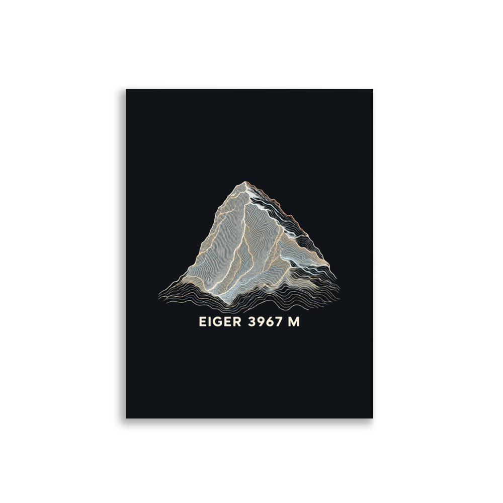 Eiger Nordwand Höhenlinien Poster – 30 × 40 cm