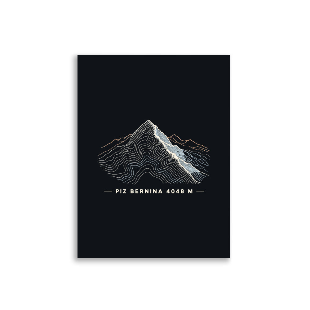 Piz Bernina Höhenlinien Poster – 30 × 40 cm