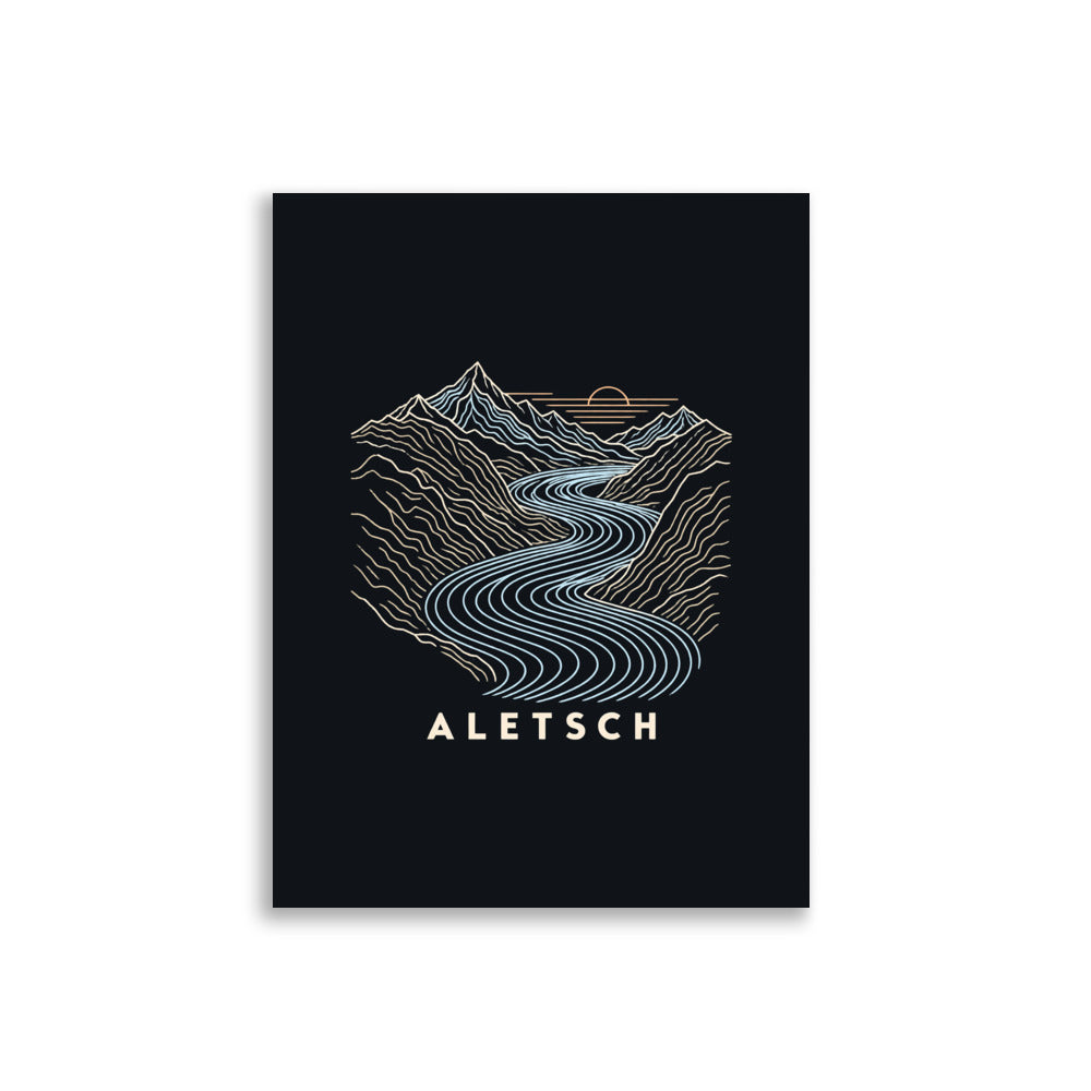 Aletschgletscher Höhenlinien Poster – 30 × 40 cm