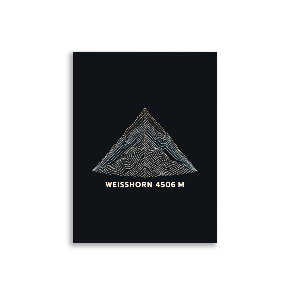 Weisshorn Höhenlinien Poster – 30 × 40 cm