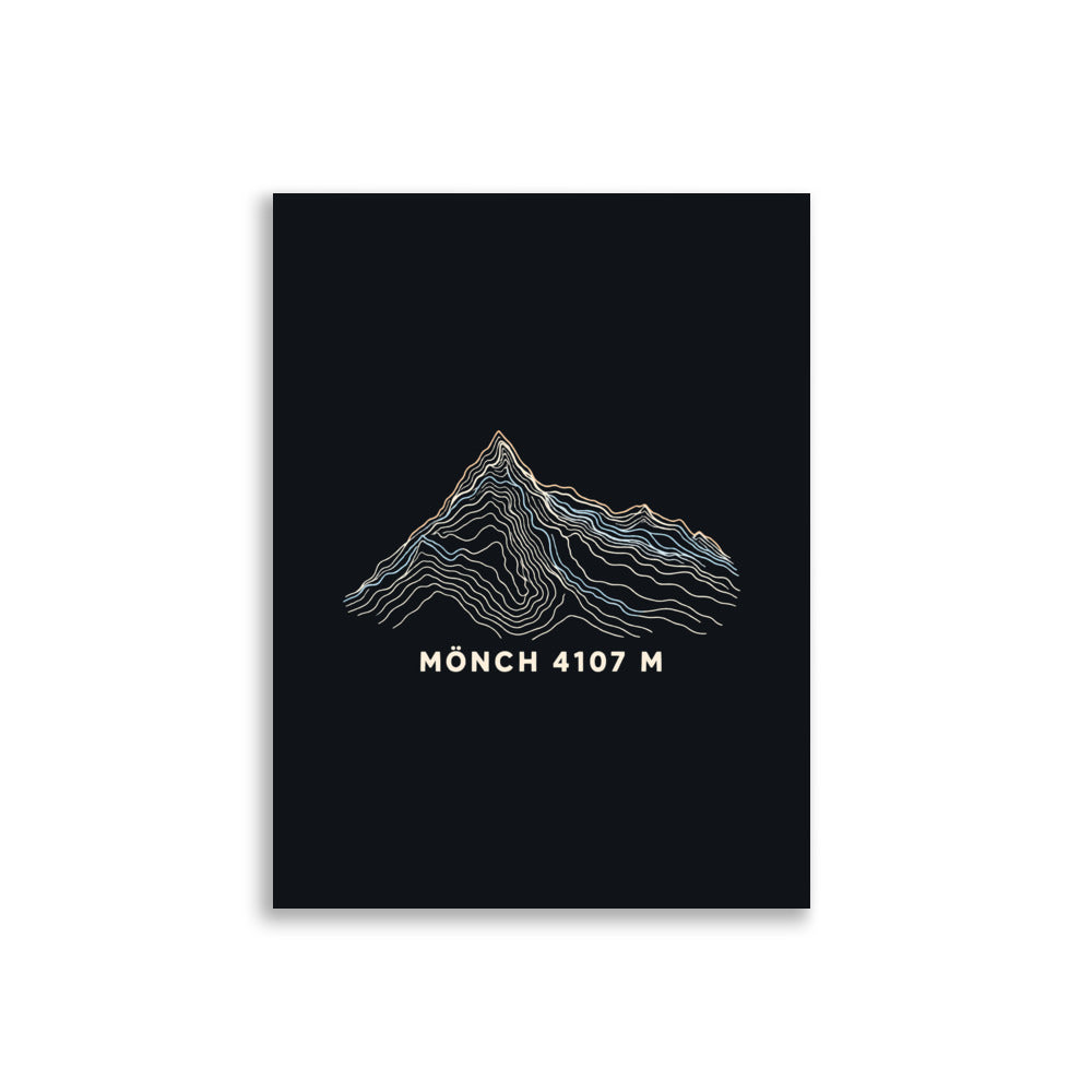 Mönch Höhenlinien Poster – 30 × 40 cm