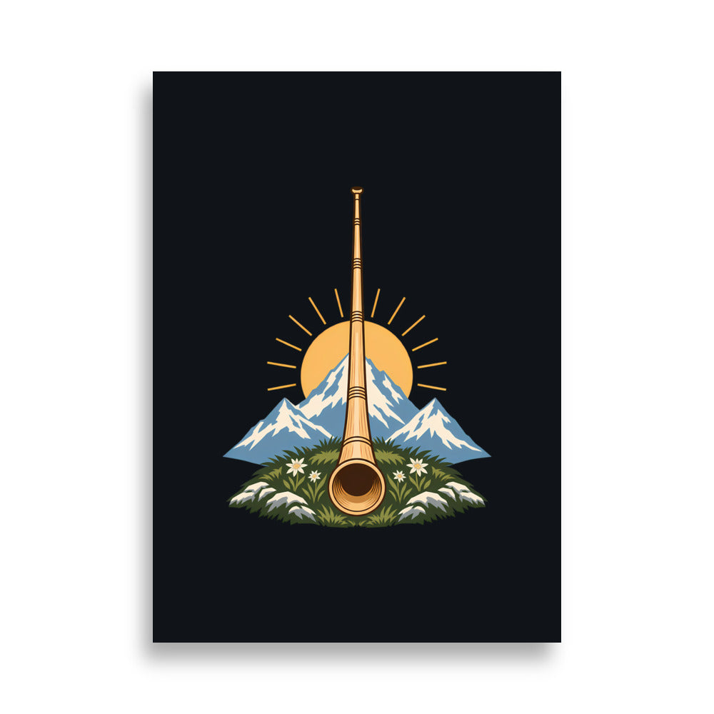 Alphorn bei Sonnenaufgang Poster – 50 × 70 cm