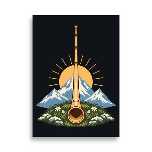 Alphorn bei Sonnenaufgang Poster – 50 × 70 cm
