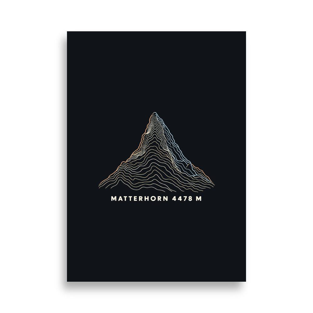 Matterhorn Höhenlinien Poster – 50 × 70 cm