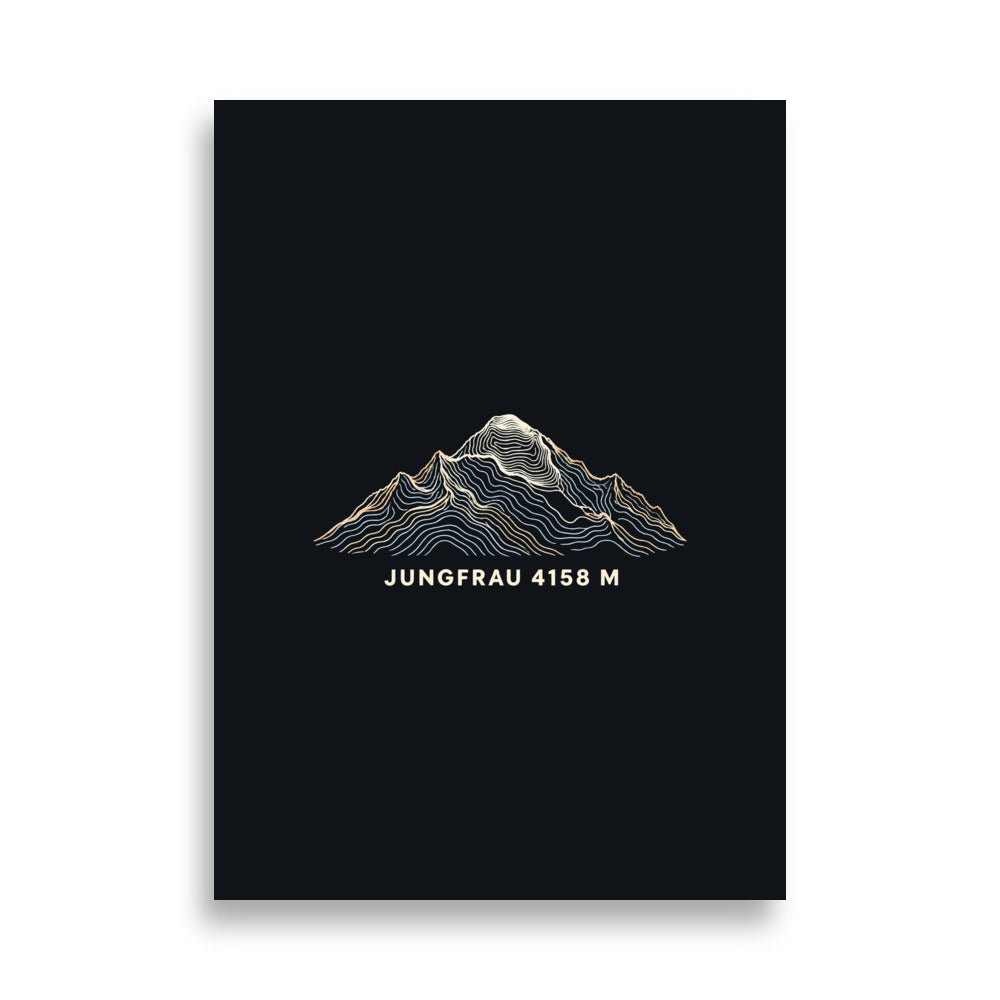 Jungfrau Höhenlinien Poster – 50 × 70 cm
