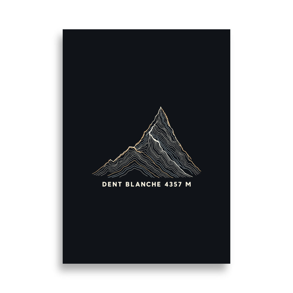 Dent Blanche Höhenlinien Poster – 50 × 70 cm