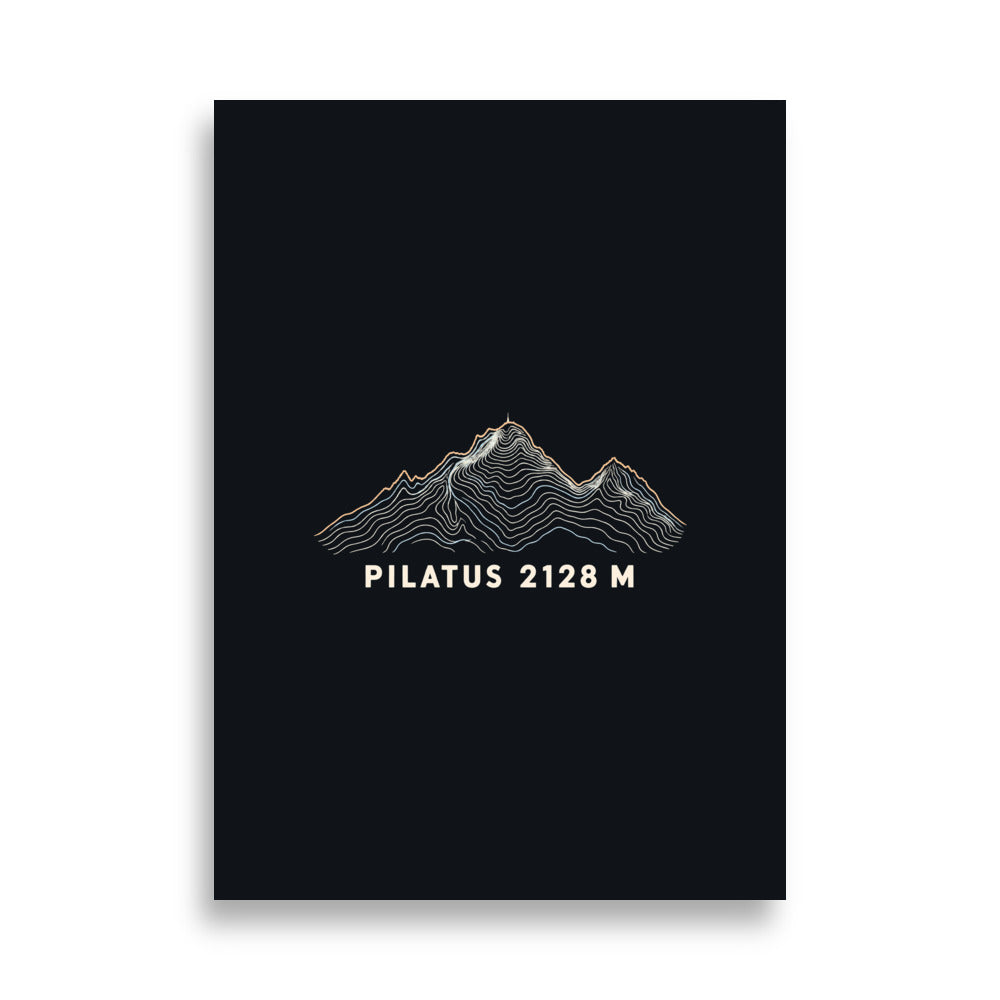 Pilatus Höhenlinien Poster – 50 × 70 cm
