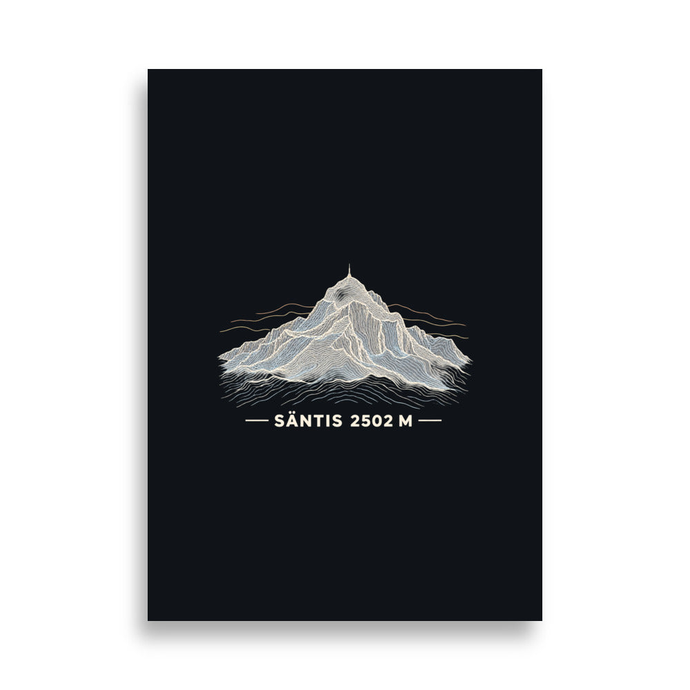 Säntis Höhenlinien Poster – 50 × 70 cm
