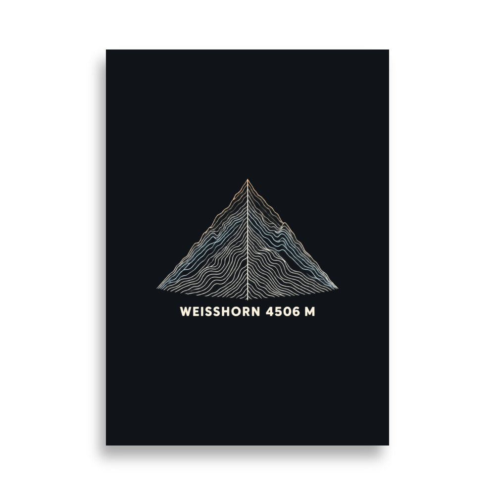 Weisshorn Höhenlinien Poster – 50 × 70 cm