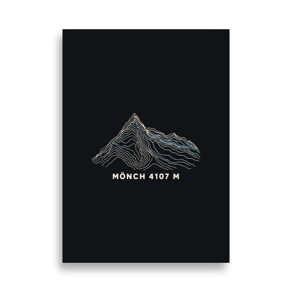Mönch Höhenlinien Poster – 50 × 70 cm
