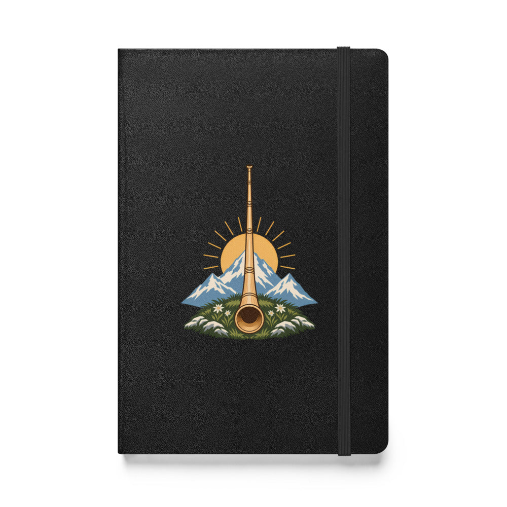 Alphorn bei Sonnenaufgang Notizbuch – Schwarz