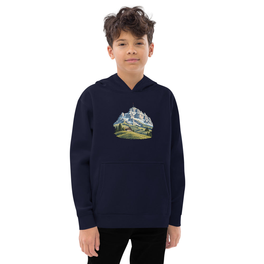 Säntis Appenzeller Hügel Kinder-Hoodie – Marineblau