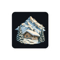 Holzhütte im Schnee Sticker – 10 × 10 cm