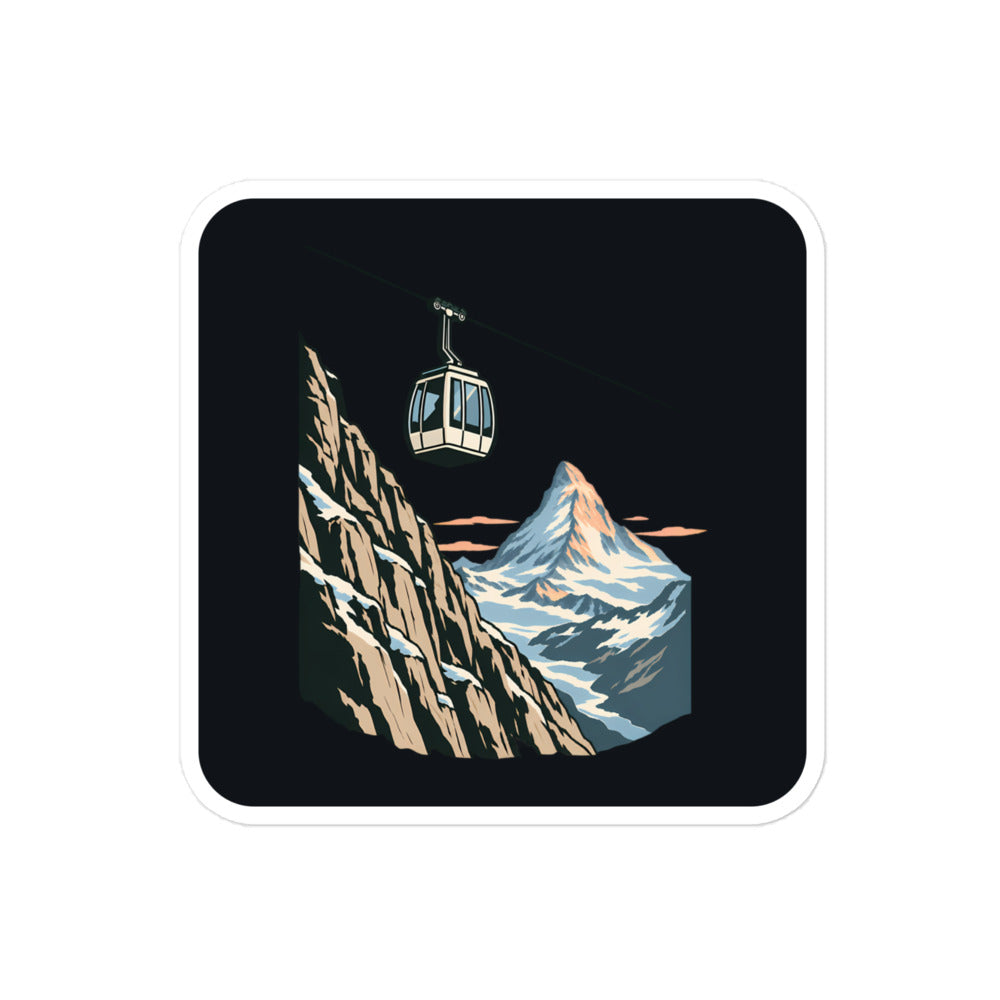 Gondel über dem Fels Sticker – 10 × 10 cm