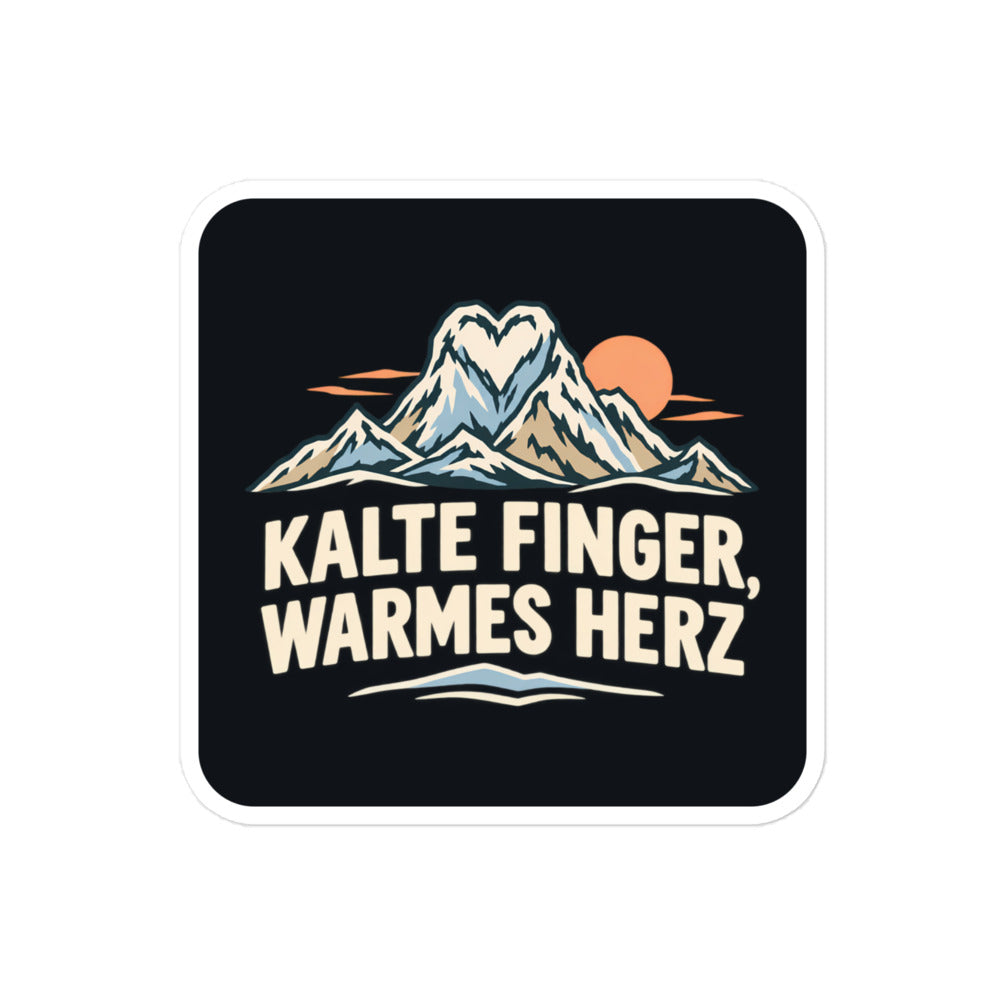Kalte Finger, warmes Herz Sticker – 10 × 10 cm