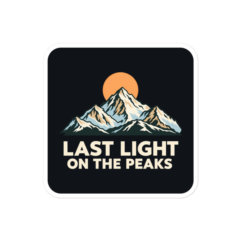 Last Light on the Peaks Sticker – 10 × 10 cm