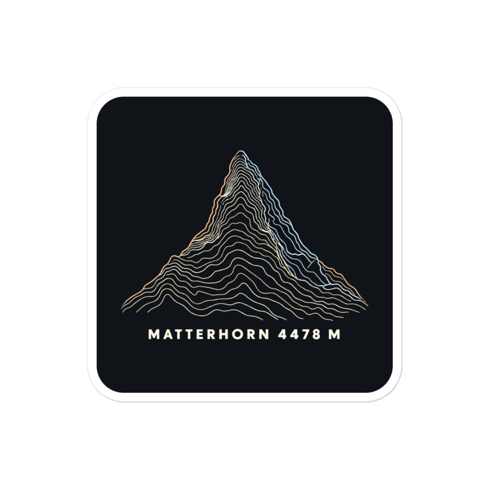 Matterhorn Höhenlinien Sticker – 10 × 10 cm