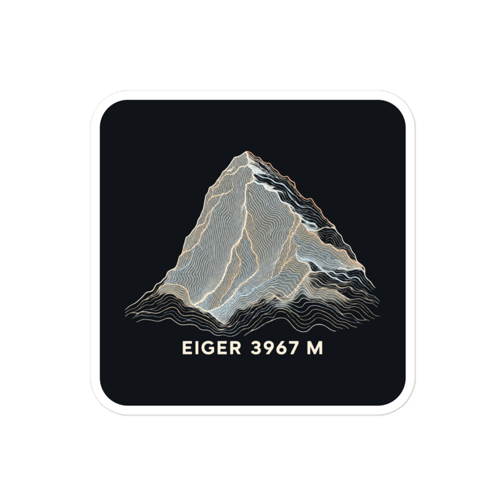 Eiger Nordwand Höhenlinien Sticker – 10 × 10 cm