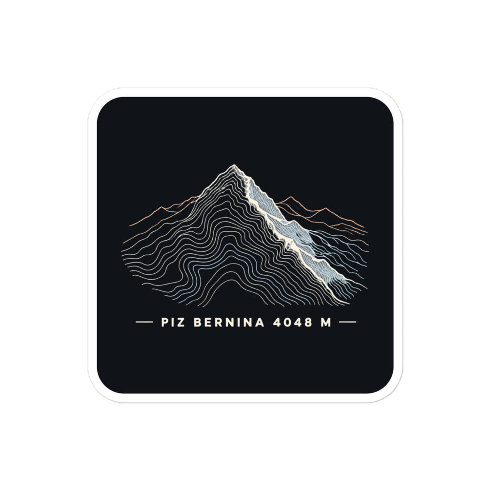 Piz Bernina Höhenlinien Sticker – 10 × 10 cm