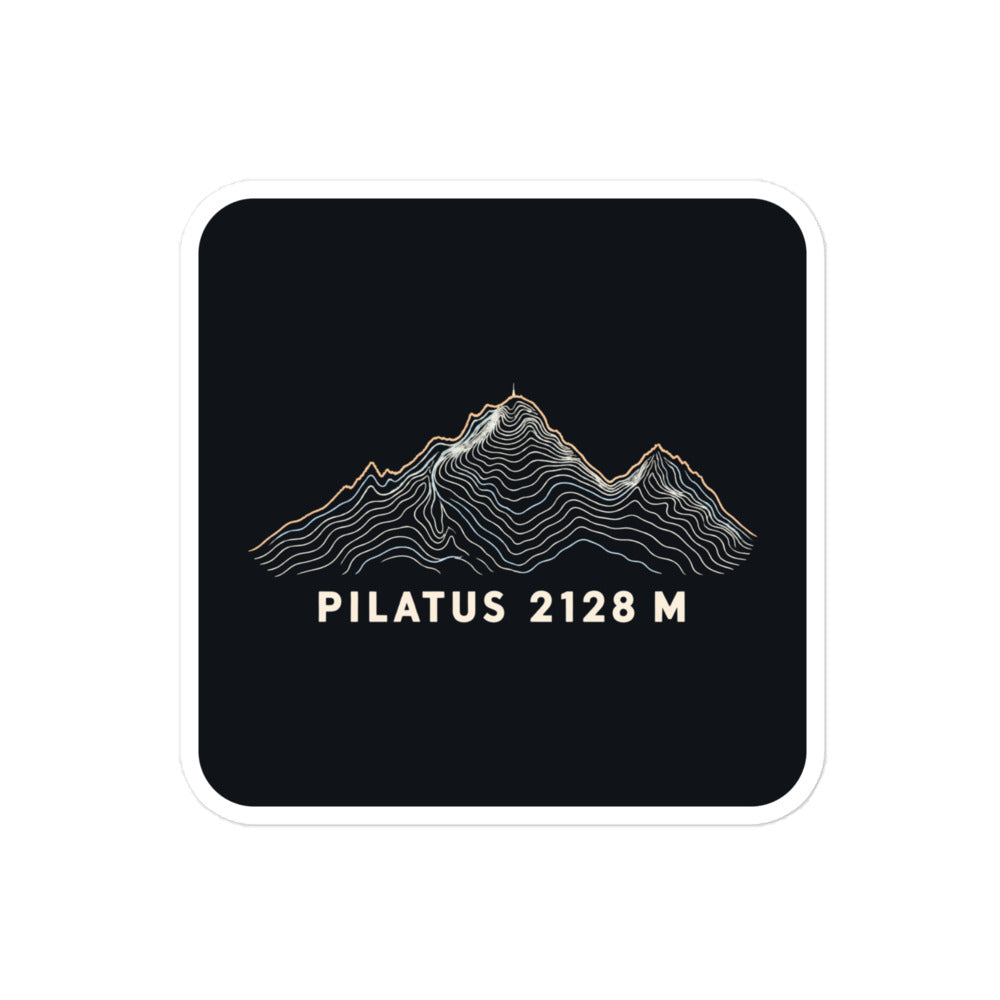 Pilatus Höhenlinien Sticker – 10 × 10 cm