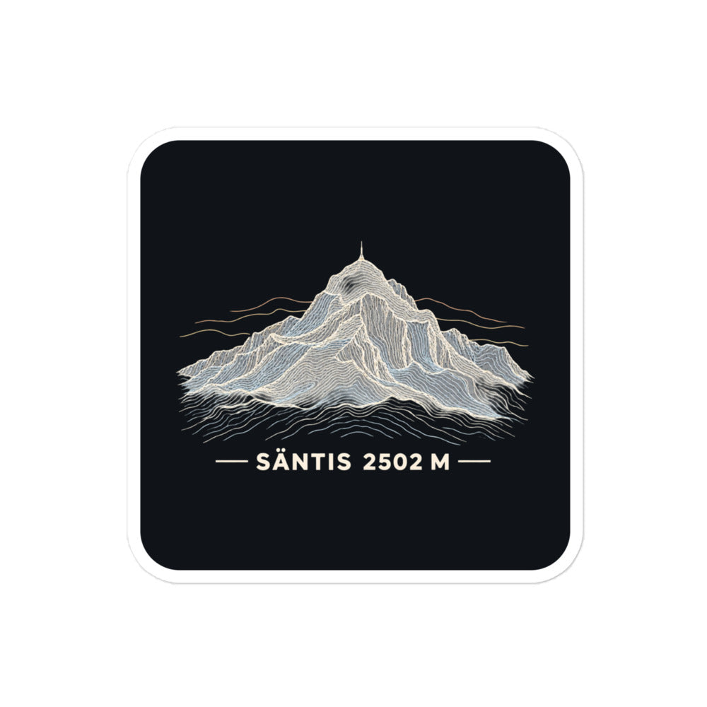 Säntis Höhenlinien Sticker – 10 × 10 cm