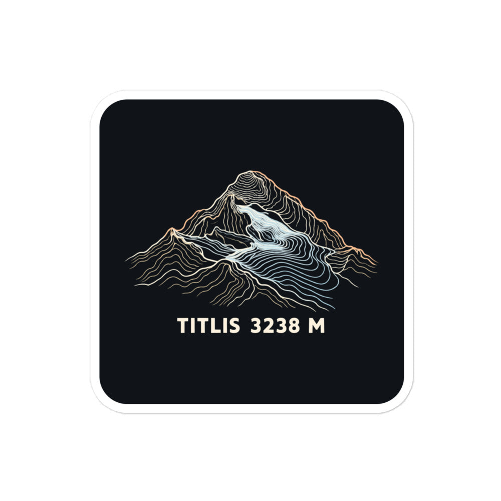 Titlis Höhenlinien Sticker – 10 × 10 cm