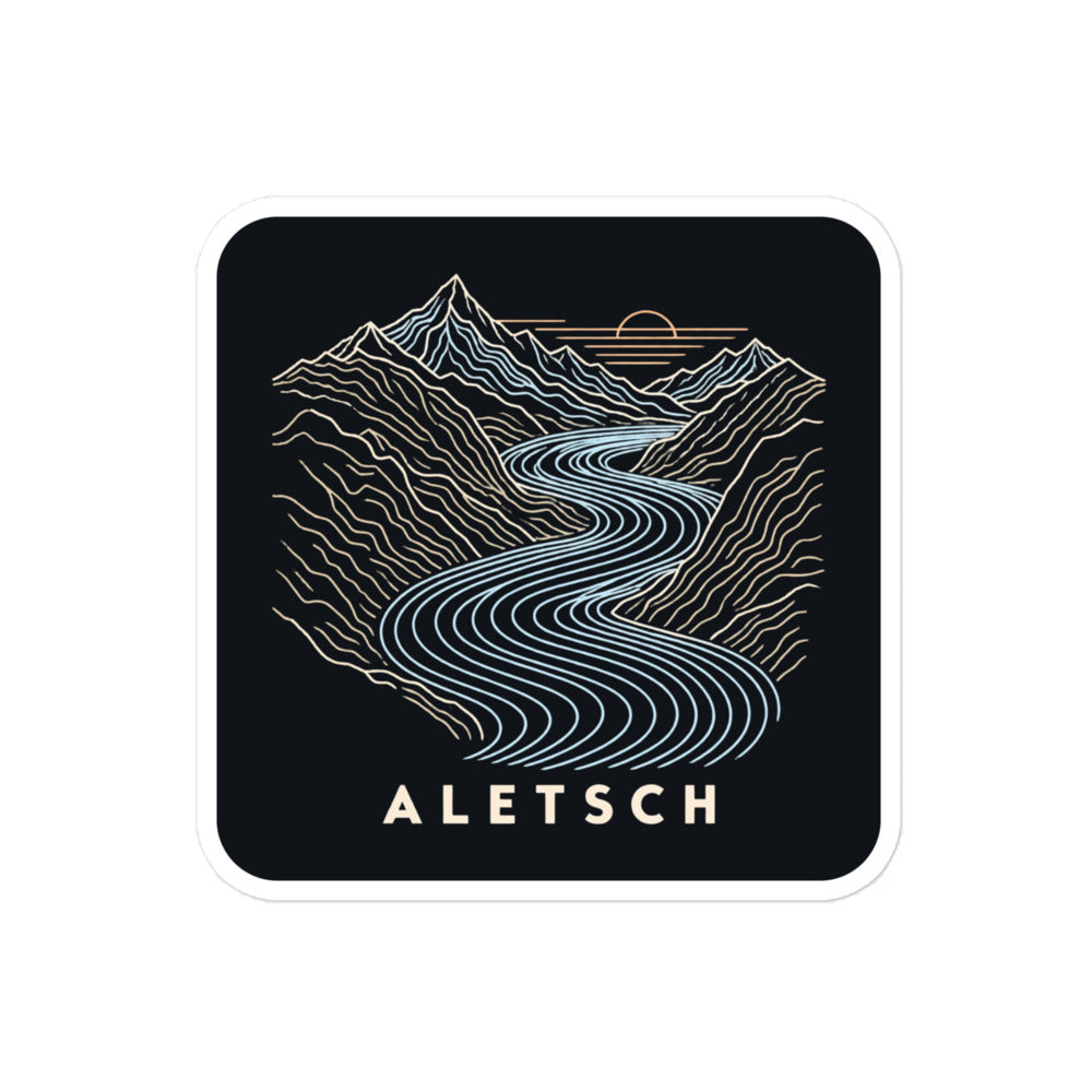 Aletschgletscher Höhenlinien Sticker – 10 × 10 cm