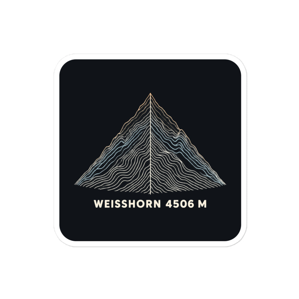 Weisshorn Höhenlinien Sticker – 10 × 10 cm