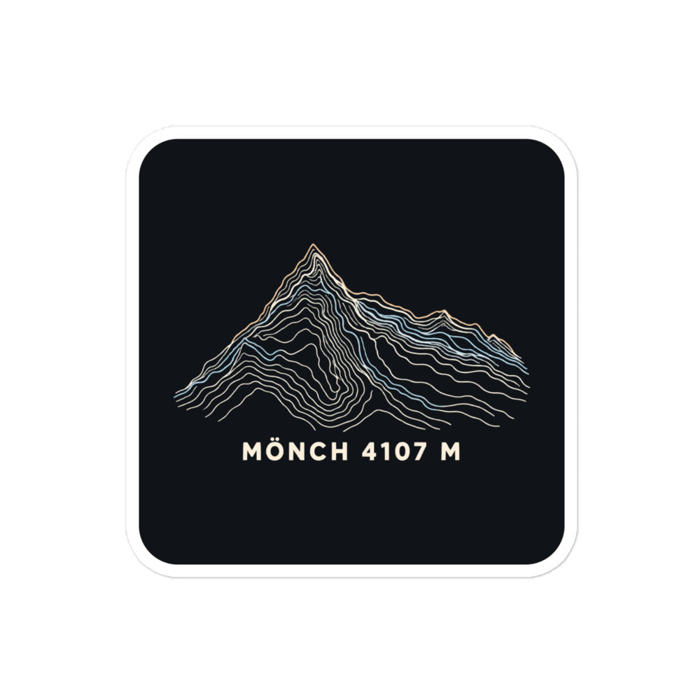 Mönch Höhenlinien Sticker – 10 × 10 cm