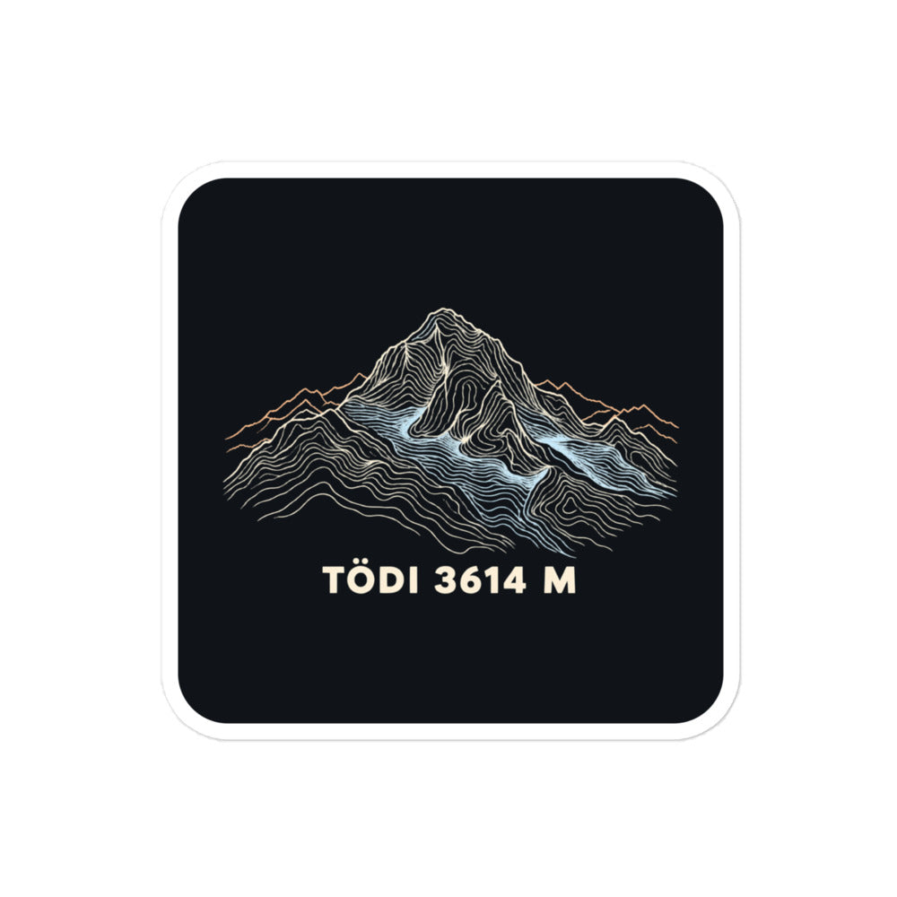 Tödi Höhenlinien Sticker – 10 × 10 cm