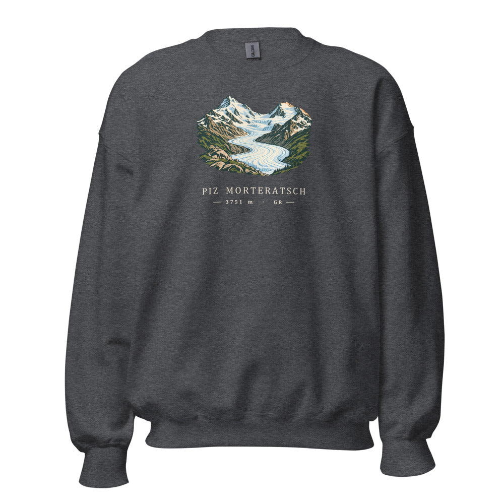 Piz Morteratsch Gletscherzunge Sweatshirt – Dunkelgrau meliert