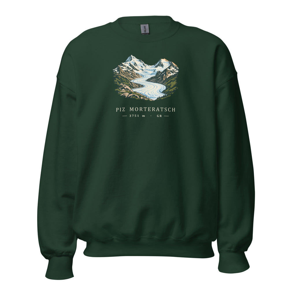Piz Morteratsch Gletscherzunge Sweatshirt – Waldgrün