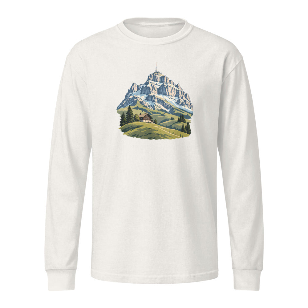 Säntis Appenzeller Hügel Heavyweight-Langarmshirt – Vintage-Weiss