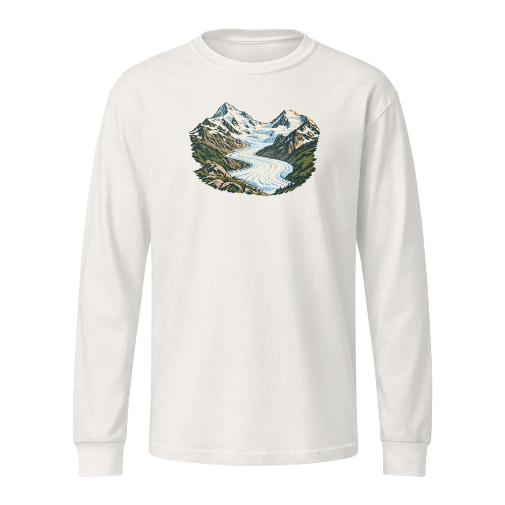 Piz Morteratsch Gletscherzunge Heavyweight-Langarmshirt – Vintage-Weiss