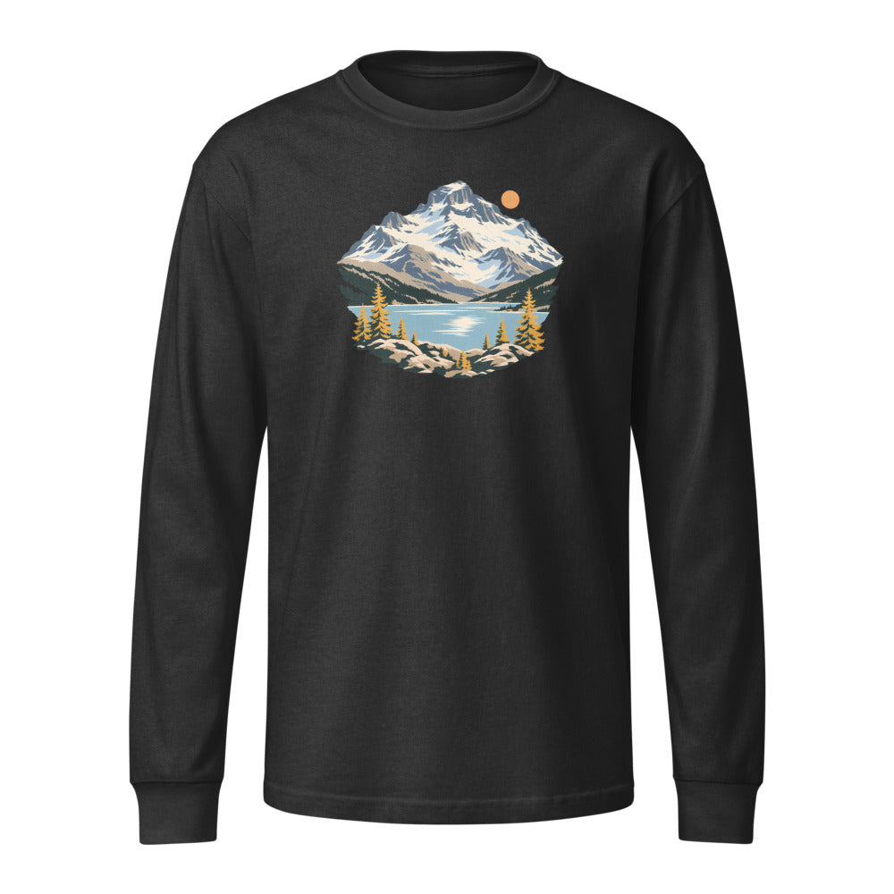 Piz Corvatsch Engadin Heavyweight-Langarmshirt – Schwarz gewaschen